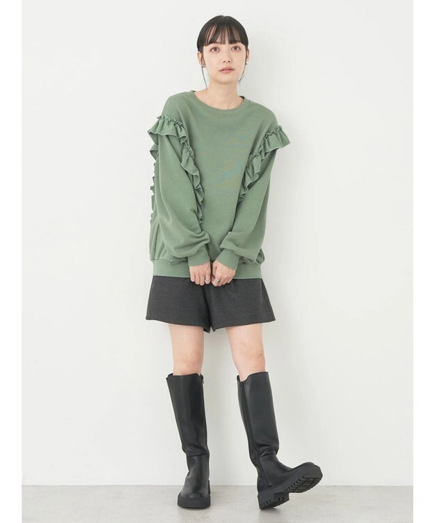 earth music&ecology フリルスウェットプルオーバー Mint