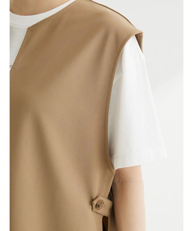 Green Parks キーネックカットベスト Beige