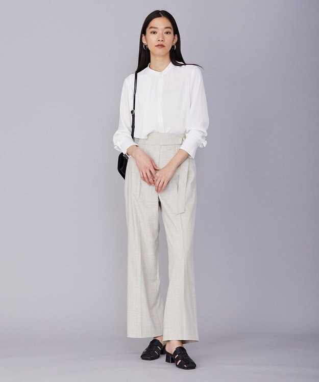 ICB 【洗える・UVケア】BackSatinAmunzen ラッフルデザインブラウス オフホワイト系