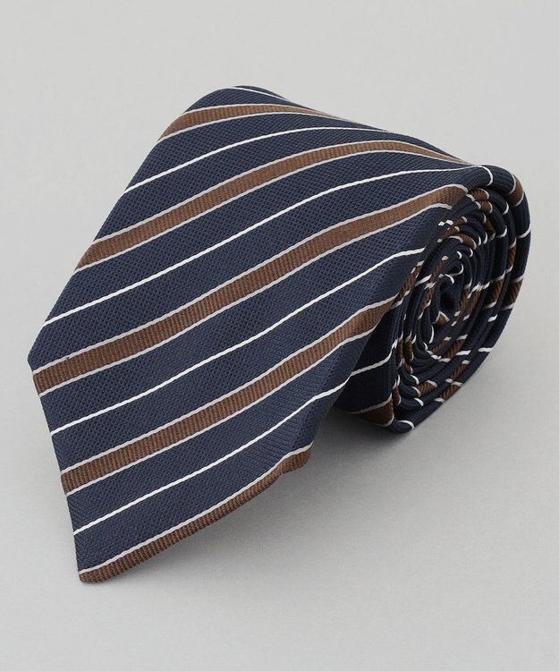 GOTAIRIKU 【日本製】シルク ネクタイ_ストライプ ネイビー系2