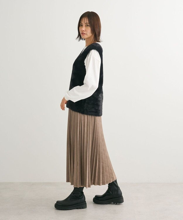 Green Parks シャギーＶネックニットベスト Black