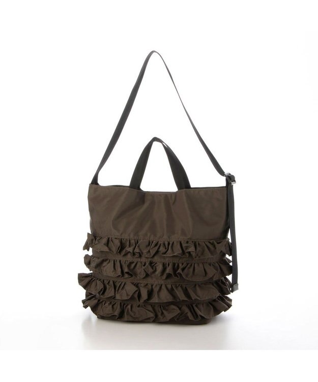 UNBILLION カシュカシュ cachecache / ナイロンフリル2wayトートバッグ ブラウン