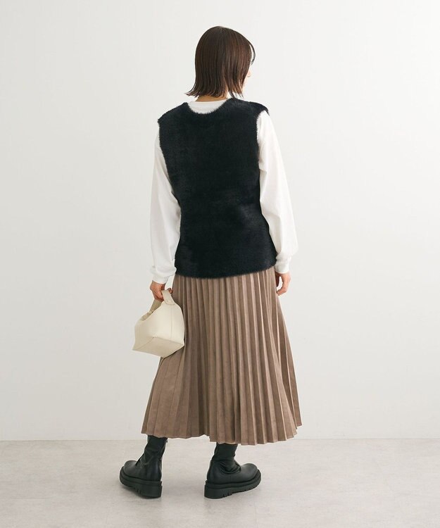 Green Parks シャギーＶネックニットベスト Black