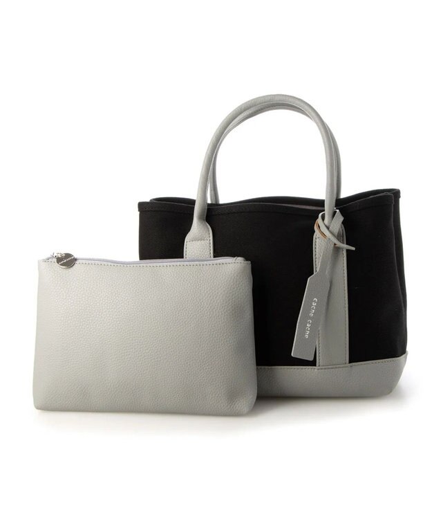 UNBILLION cachecache パーテーションキャンバストートバッグ ブラックグレー