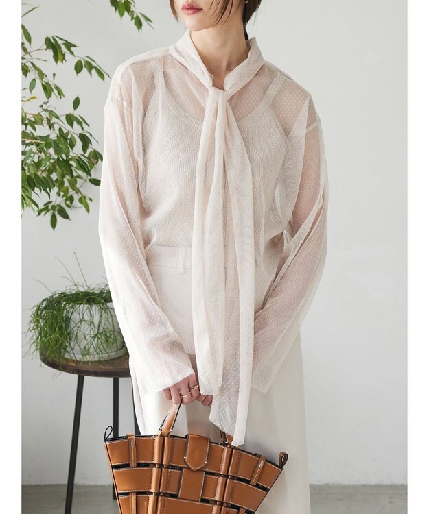 Green Parks AnriettMusee ドットチュール２ＷＡＹボウタイブラウス Ivory