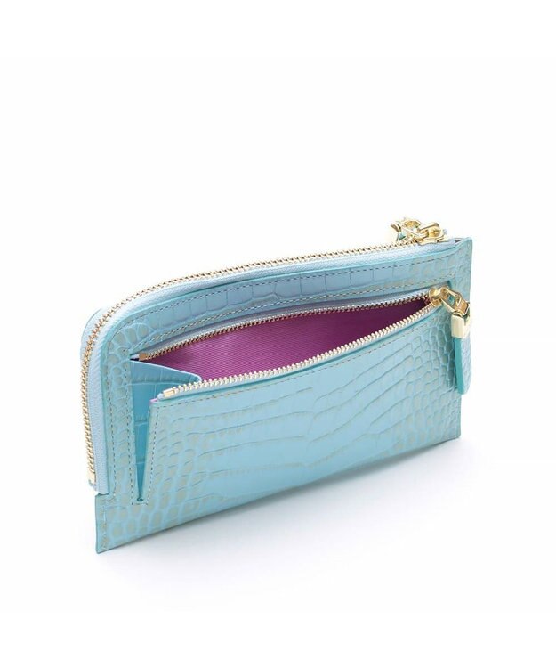 A.D.M.J. 【牛革】クロコ型押しオーガナイザーパース ベビーアズーロ