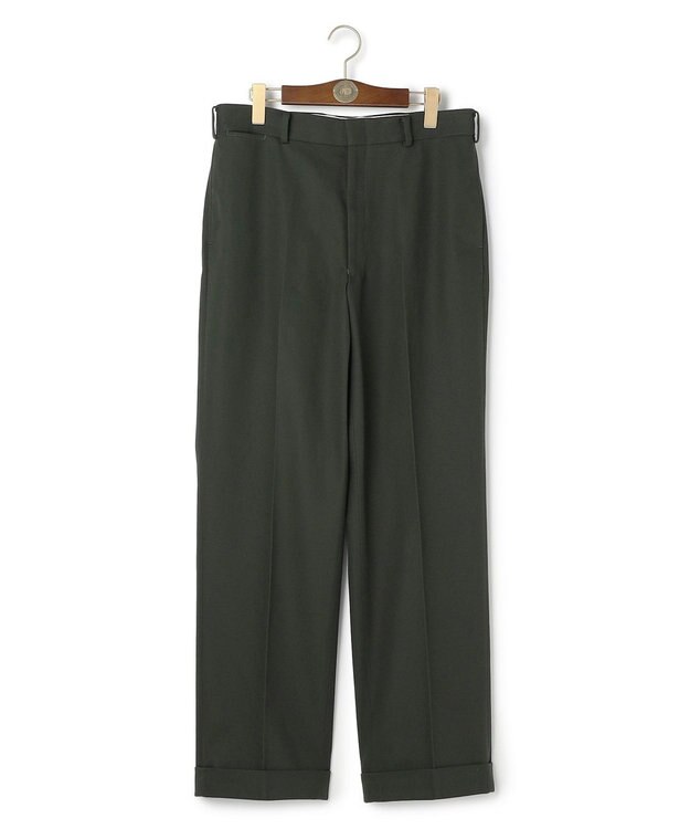 J.PRESS MEN 【J.PRESS ORIGINALS】Cotton Polyester Drill New Piped Stem Slacks / Big Back Belt / Japan Made ダークグリーン系