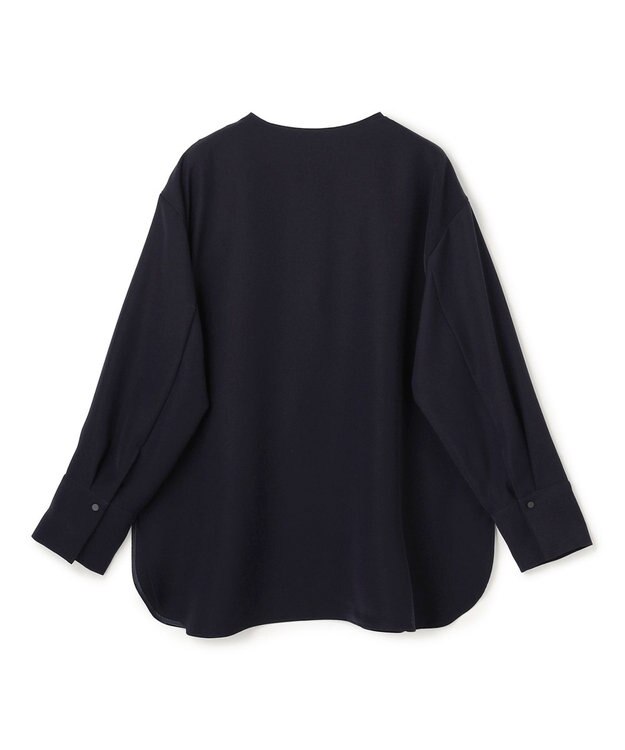 UNFILO 【セットアップ着用可/セレモニー】ドライダブルクロス スキッパーブラウス ネイビー