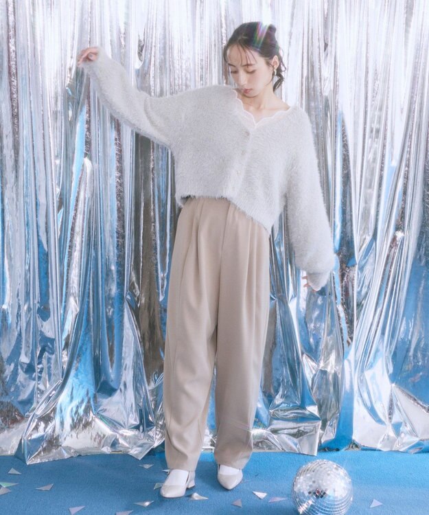 earth music&ecology ミックスカラーラメニットカーディガン Ivory