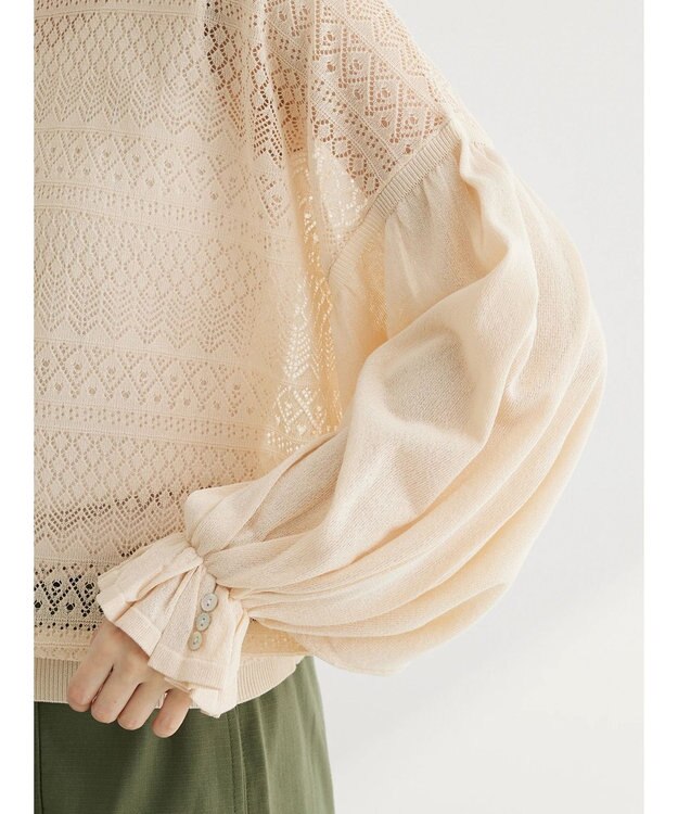 Green Parks ・ｆｕｒｒｙ　ｒａｔｅ　シアー×ギャザープルオーバー Light Beige