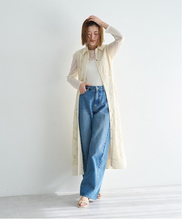 YECCA VECCA ORGABITS切替ストレートデニム Light Indigo