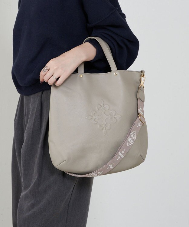 russet ソフトレザー 2WAYトートバッグ(CE-1611) GrayBeige