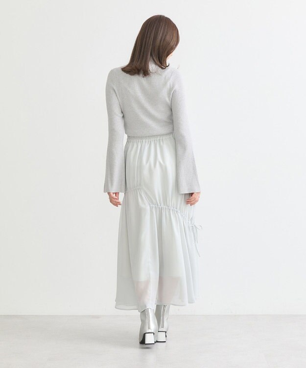 earth music&ecology シャイニーアシンメトリーギャザースカート Light Gray