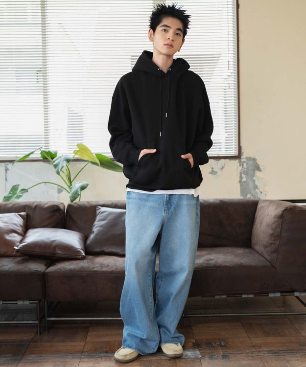 WEGO 【ユニセックス着用ITEM/MLXLサイズ展開/新色追加/裏起毛】スウェットプルパーカー ブラック