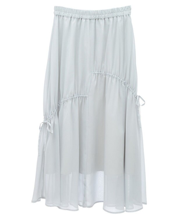 earth music&ecology シャイニーアシンメトリーギャザースカート Light Gray