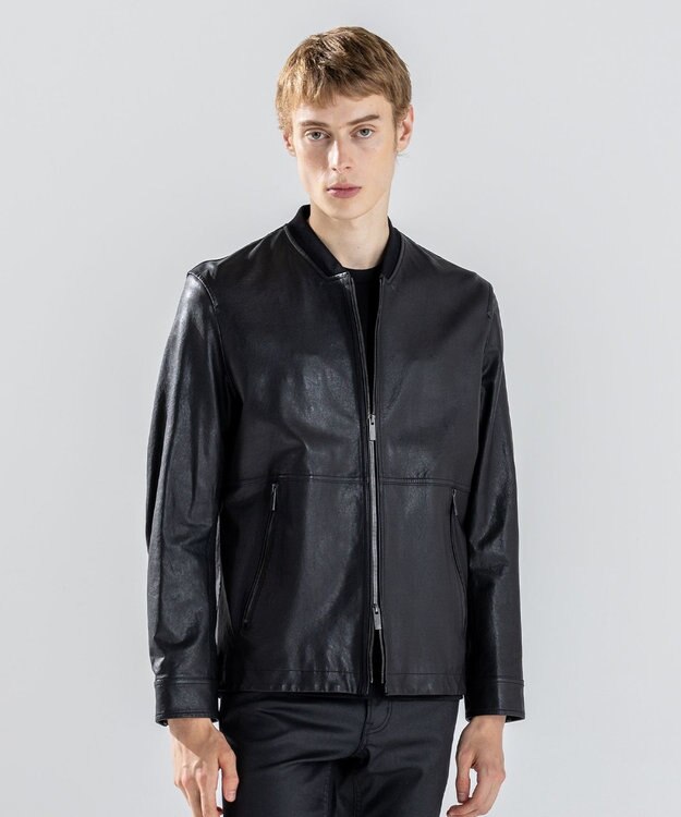 JOSEPH HOMME 新素材【シャツ感覚で羽織れる軽さ】シュリンクエアレザー　ブルゾン ブラック系