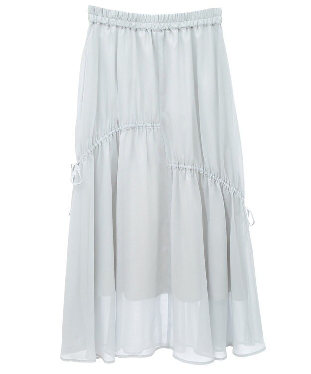 earth music&ecology シャイニーアシンメトリーギャザースカート Light Gray