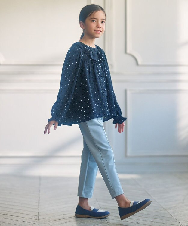 組曲 KIDS 【150-160cm】ラッフルドット ブラウス ネイビー系5