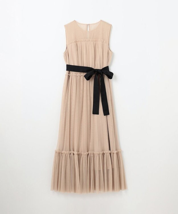 GRACE CONTINENTAL プリーツロングドレス ベージュ