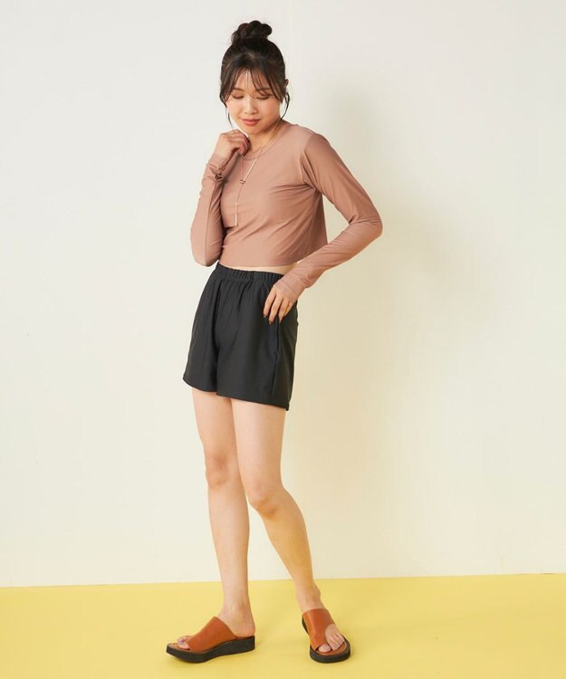 OP／FILA 【Ocean Pacific】カップ付きラッシュガード　水着3点セット ブラウン