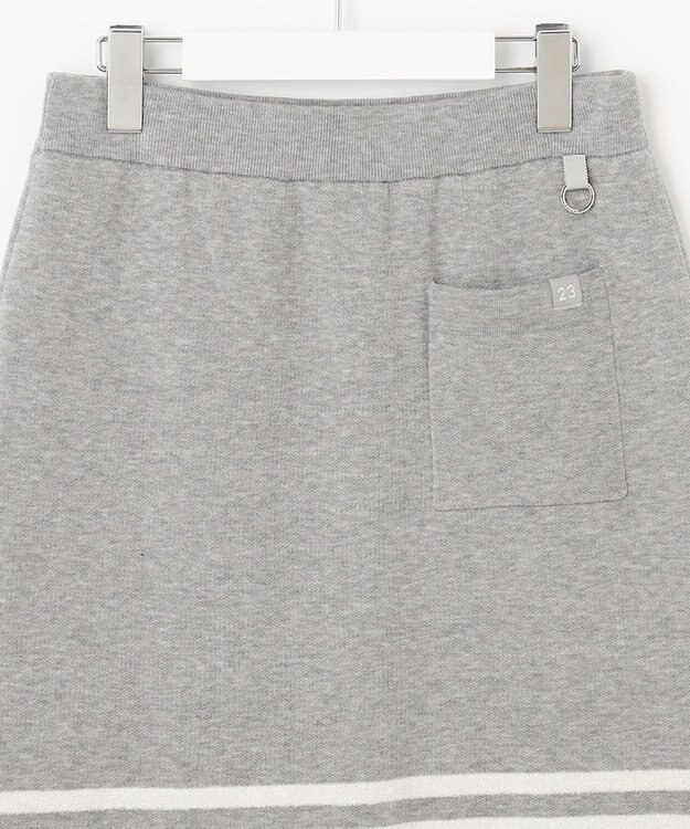 23区GOLF ウォッシャブルで気軽に着られる【WOMEN】モールボーダー ニットスカート ライトグレー系1