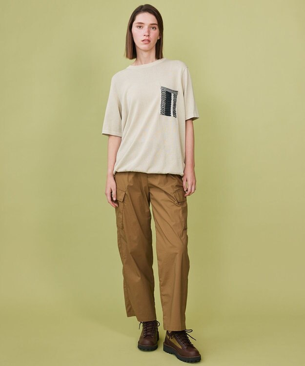 JOSEPH ABBOUD MOUNTAIN 【エコ素材・軽量・通気性・速乾性】ペーパーヤーンニット Ｔシャツ ベージュ系