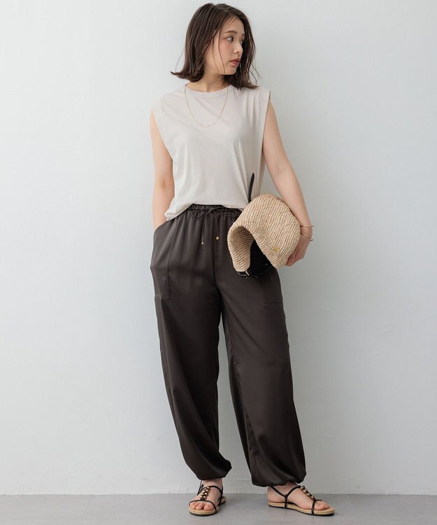 23区 S 【SLOW/一部店舗限定】シアーツイストシングルジャージー ノースリーブ カットソー ベージュ系