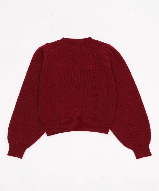 WEGO ベロアリボンアップリケタックスリーブニット ワイン