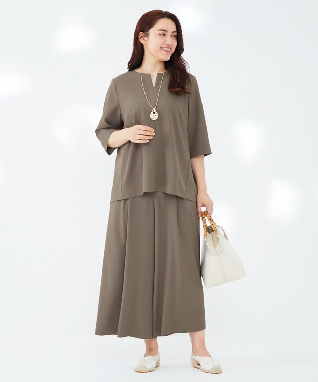 23区 L 【Lサイズ限定】ハイストレッチツイル パンツ カーキ系