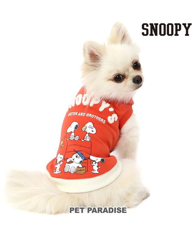 PET PARADISE スヌーピー 兄弟集合柄トレーナー 赤【小型犬】 レッド