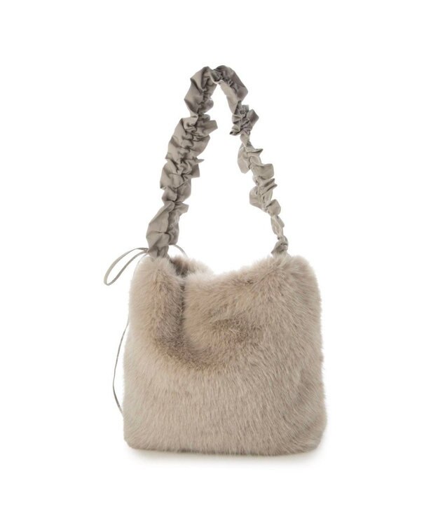 UNBILLION カシュカシュ cachecache / フリルワンハンドルエコファートート ライトグレー