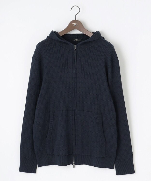 JOSEPH ABBOUD 【キングサイズ・オリジナルオーガニックコットン使用】JOE COTTONニット パーカー ネイビー系