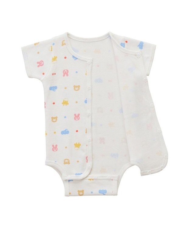 MIKI HOUSE HOT BISCUITS 【60-70cm】 半袖ボディシャツ(前開き) ブルー