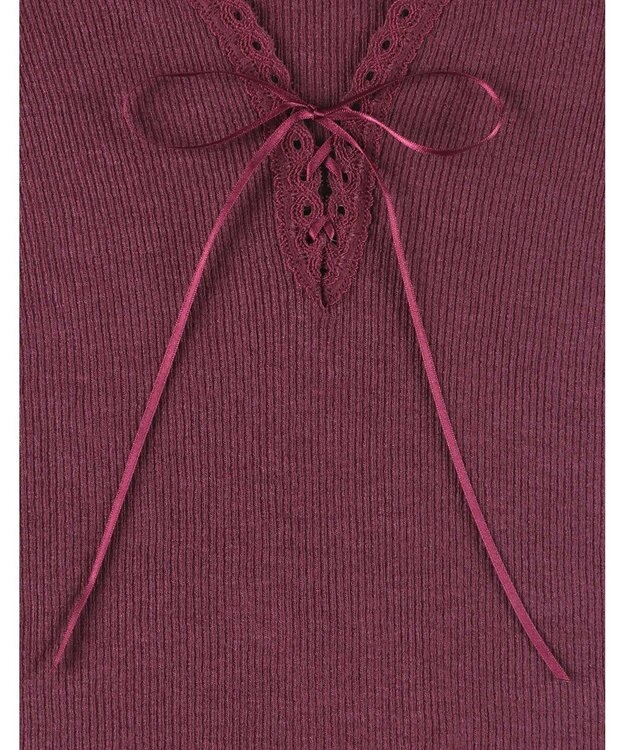 AMPHI あったかインナー 薄手 リブ素材 ９分袖 長袖 UWF360 アンフィ／ワコール エンジ