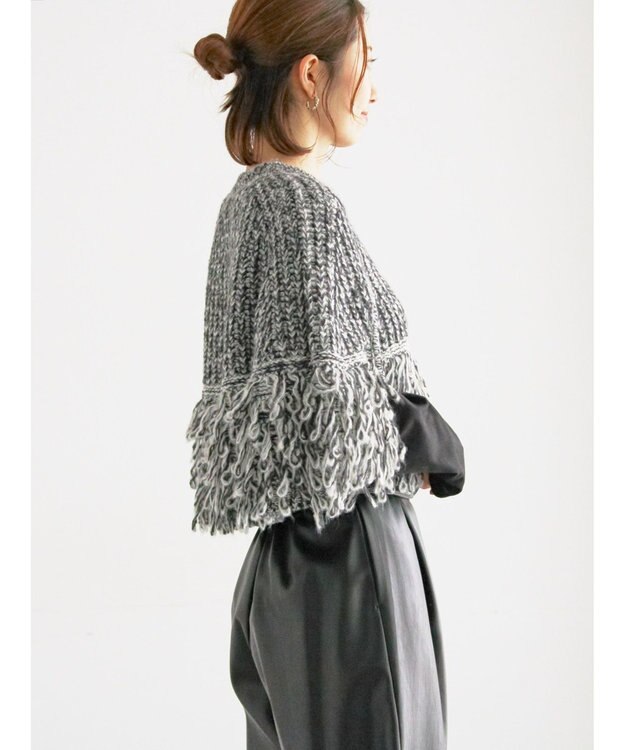Te chichi ループ編みポンチョ グレー