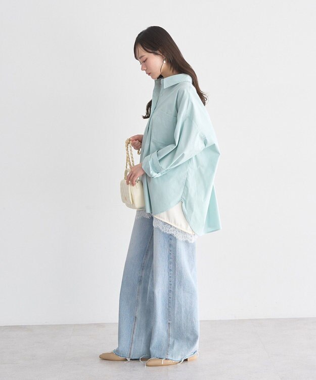 earth music&ecology バックツイストオーバーシャツ Mint