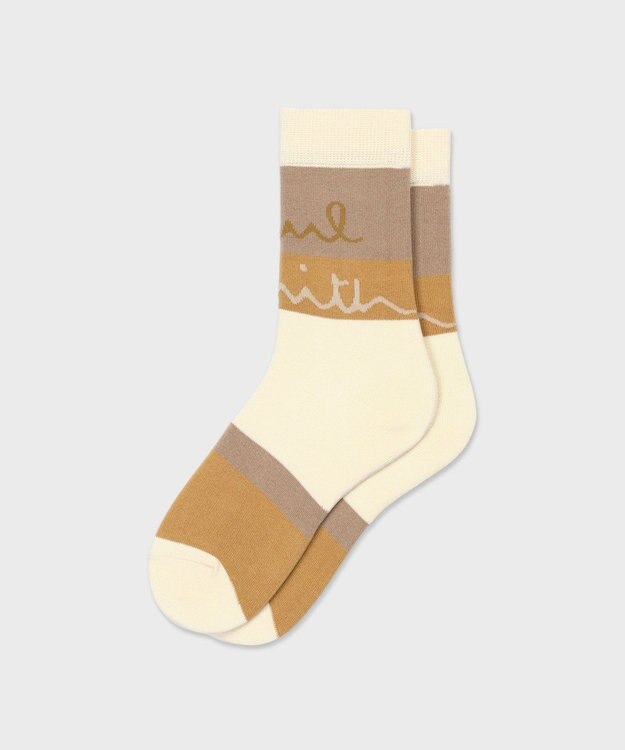 Paul Smith Logo Border ソックス アイボリー