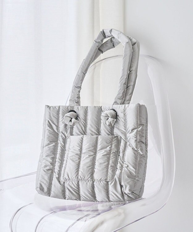 Green Parks ・ｆｕｒｒｙ　ｒａｔｅ　シャイニーキルティングバッグ Silver