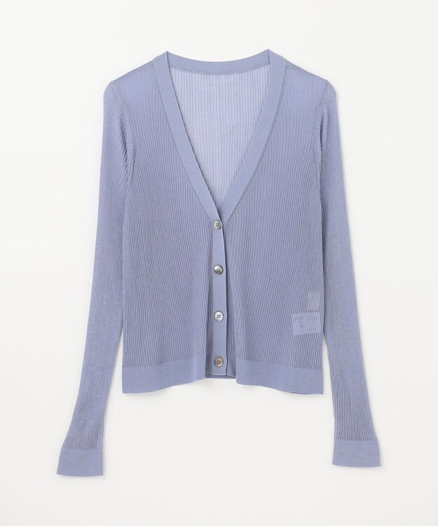 GRACE CONTINENTAL リブシアーニットカーディガン ブルー