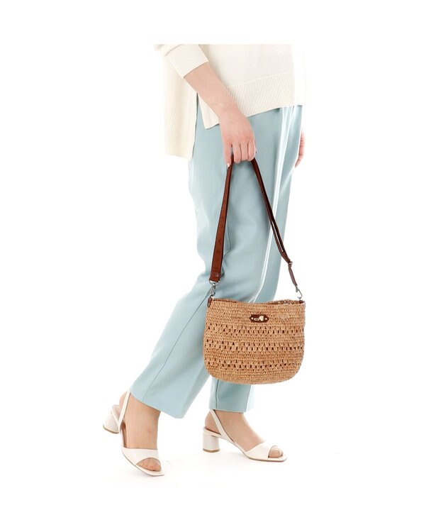 IBIZA ラフィア　ショルダーバッグ エメラルドグリーン