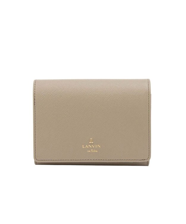 LANVIN en Bleu リュクサンブールカラー 二つ折り被せ財布 グレージュ