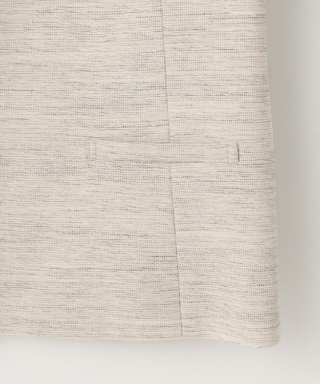 J.PRESS LADIES ライトツイードストレッチ ノーカラー ジャケット ベージュ系1