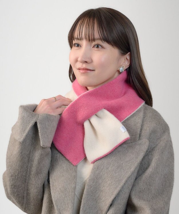 MOONBAT MACKINTOSH PHILOSOPHY(マッキントッシュ フィロソフィー）【ギフトBOX付】ウール100％ リバーシブル ニット マフラー ユニセックス 日本製 レモンイエロー