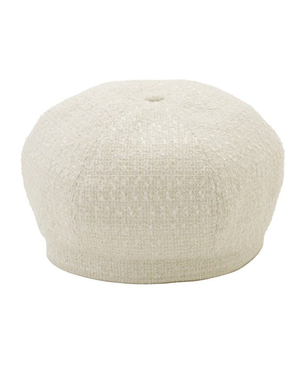 MOONBAT PAUL & JOE ACCESSOIRES ロゴ刺繍ツイードベレー ホワイト