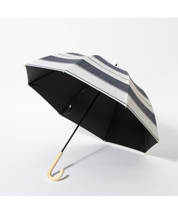 UNBILLION cache nez / 麻調ボーダーバルーンショートパラソル ネイビー