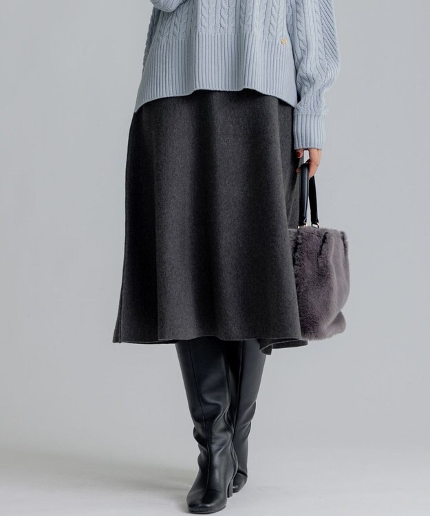 組曲 ニットフレア スカート グレー系