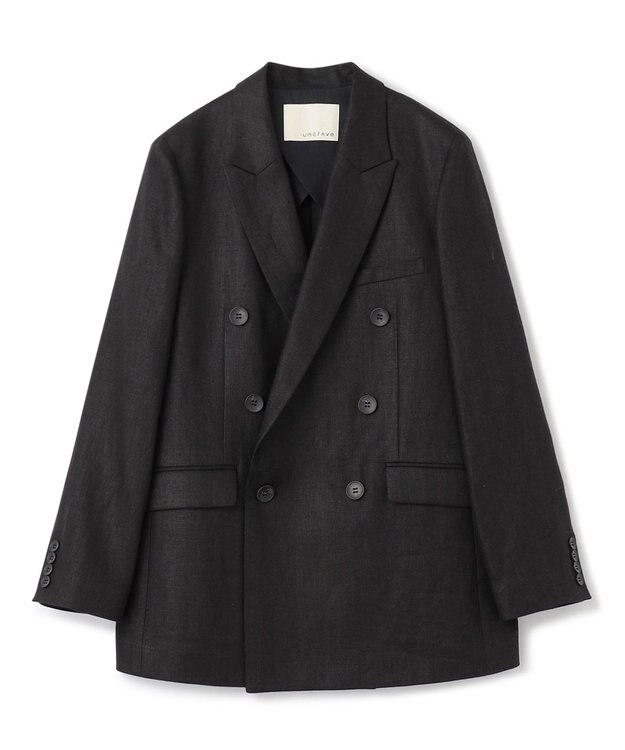 uncrave ヘリンボーン リネン ジャケット（uncrave WHITE） ブラック