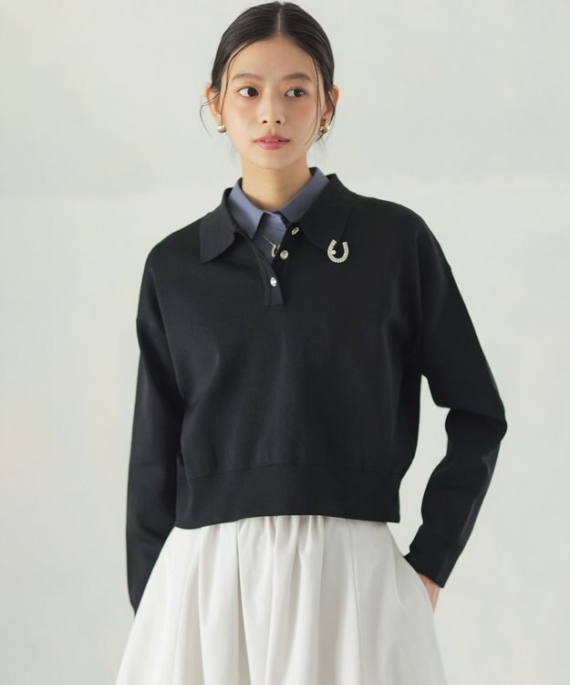 組曲 L オーガンスキッパー ニット ブラック系