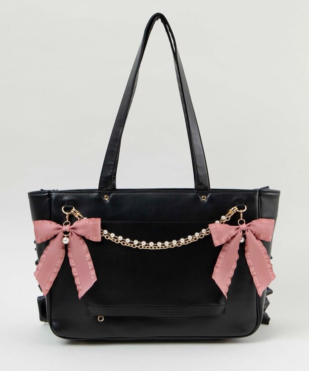 WEGO 【痛バ＆推し活グッズ】きらめきレースアップフリル痛バッグ ブラックその他