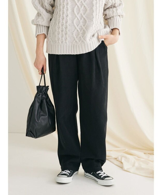 CRAFT STANDARD BOUTIQUE ピグメントツイル　Ｗタックリラックスパンツ Black